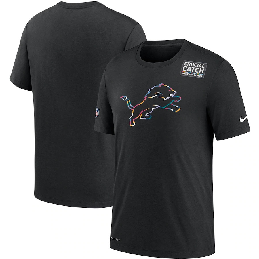Men's Detroit Lions Black NFL 2020 Sideline Crucial Catch Performance T-Shirt